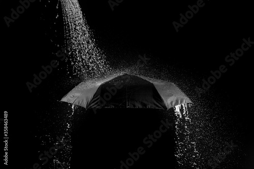 rain drop on black background
