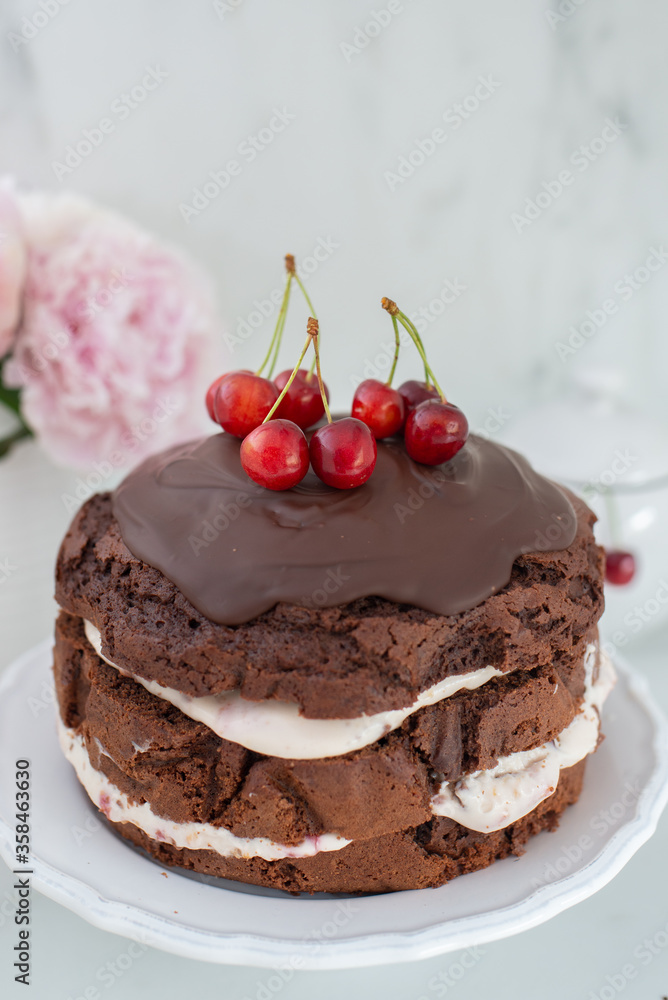 black forest chocolate cake with cherry pie filling with dark chocolate glaze black forest chocolate cake with cherry pie filling with dark chocolate glaze