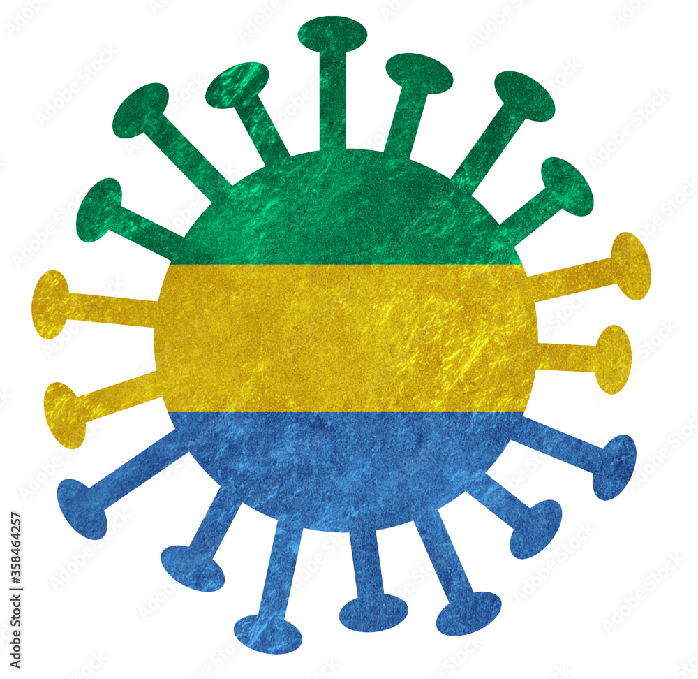 The national flag of Gabon with corona virus or bacteria The national flag of Gabon with corona virus or bacteria