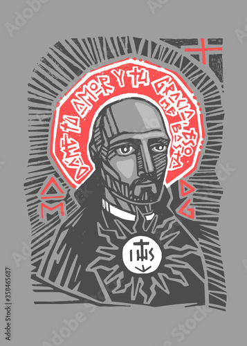 Saint Ignatius of Loyola hand drawn illustration