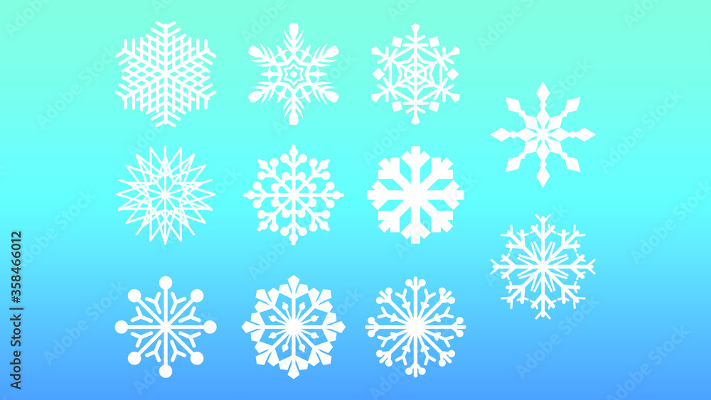 Set White Collection Line Snowflake Elements Winter Design Vector Set White Collection Line Snowflake Elements Winter Design Vector