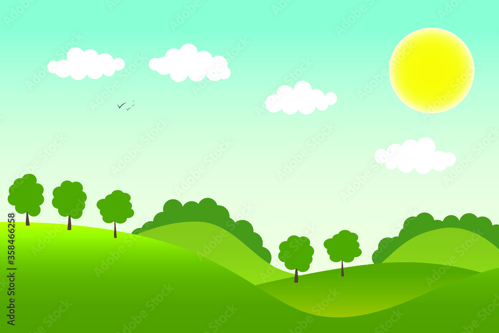 Spring and summer season meadow background vector illustration.