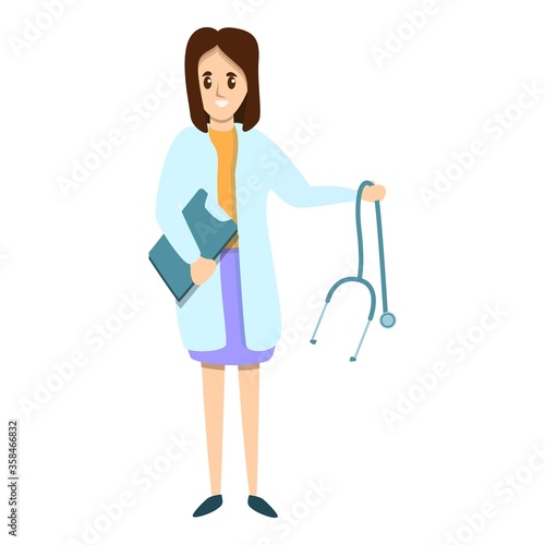 Woman cardiologist icon. Cartoon of woman cardiologist vector icon for web design isolated on white background