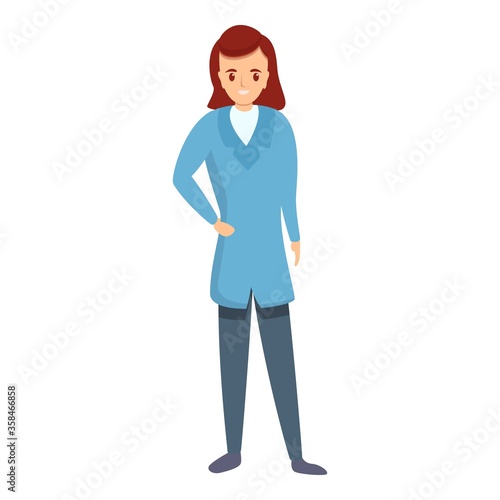 Smiling girl cardiologist icon. Cartoon of smiling girl cardiologist vector icon for web design isolated on white background © nsit0108