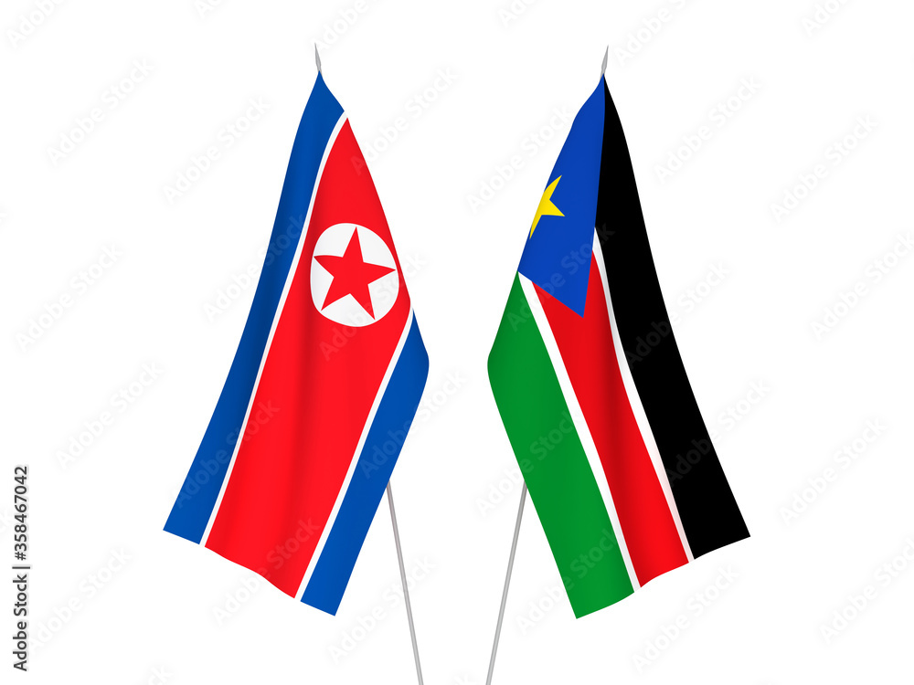Republic of South Sudan and North Korea flags