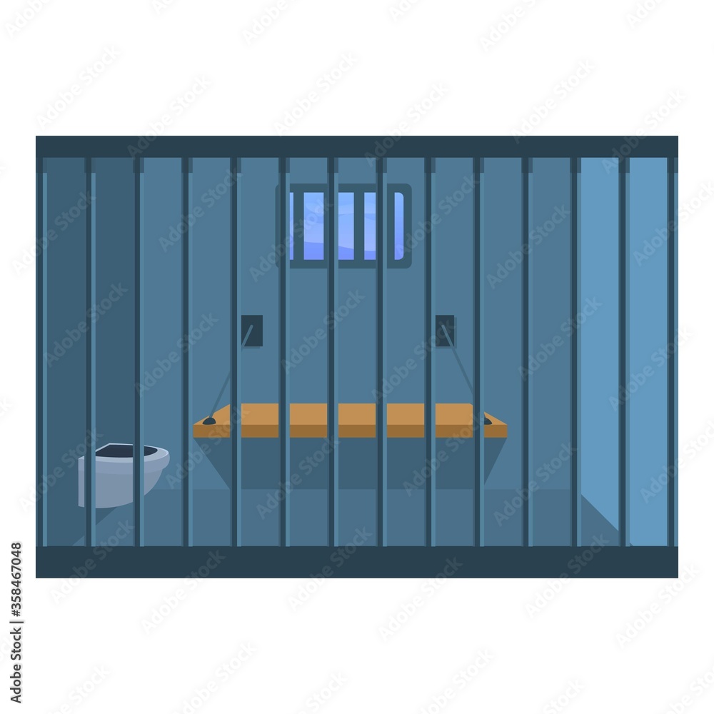 Empty prison room icon. Cartoon of empty prison room vector icon for web design isolated on white background Empty prison room icon. Cartoon of empty prison room vector icon for web design isolated on white background