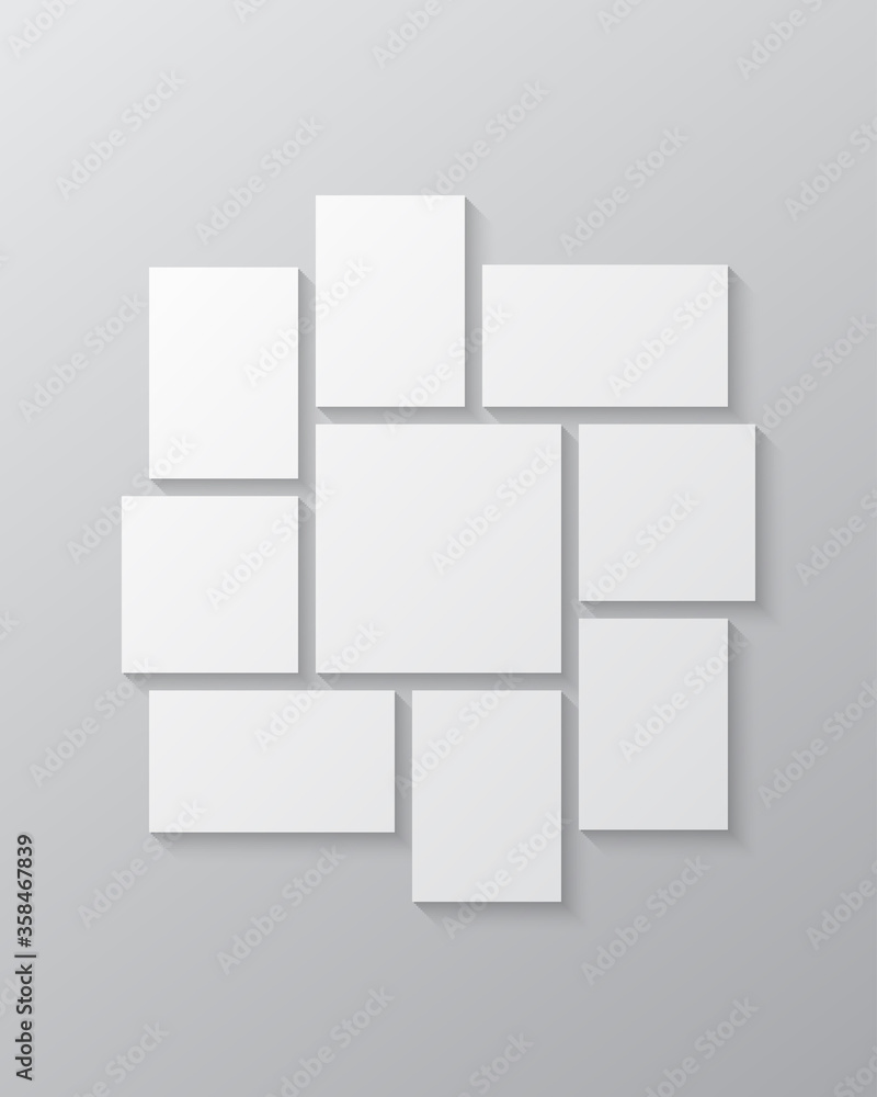 Vector empty collage board nine images, photo Vector empty collage board nine images, photo