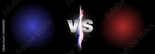 Versus fire battle. MMA concept - fight night, MMA, boxing, wrestling, Thai boxing. VS of metal letters with light fire and glow. Versus battle vector.