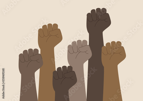 Black lives matter, clenched fists, African American community activism