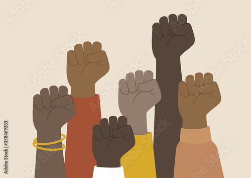 Black lives matter, clenched fists, African American community activism