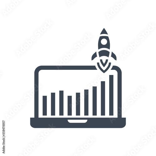 Growth Traffic Related Vector Glyph Icon. Isolated on White Background. Vector Illustration.