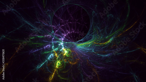 3D rendering abstract multicolor fractal light background