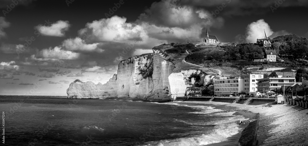 Panoramic Landscape of Etretat, great place in France to visit.