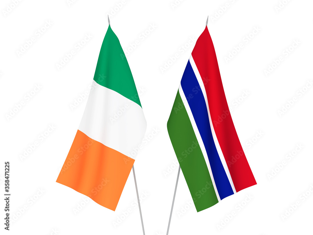 Ireland and Republic of Gambia flags Ireland and Republic of Gambia flags