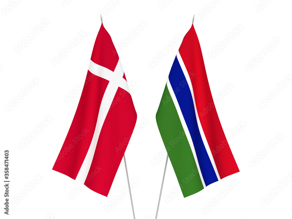 Republic of Gambia and Denmark flags Republic of Gambia and Denmark flags