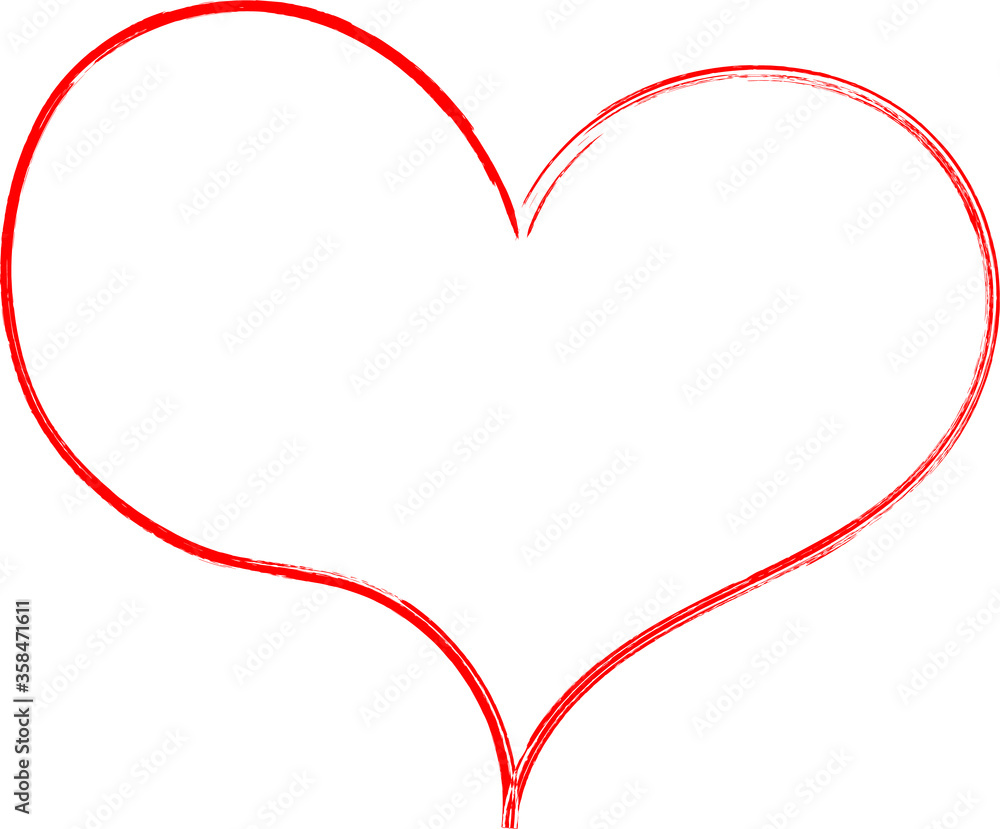 Red heart - doodle style outline for romantic valentines day greeting card. Vector graphic for web design, beautiful icon for cover. Red heart - doodle style outline for romantic valentines day greeting card. Vector graphic for web design, beautiful icon for cover.