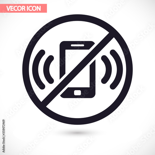 A ban on the phone vector icon , lorem ipsum Flat design