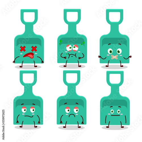 Sand shovel cartoon character with nope expression