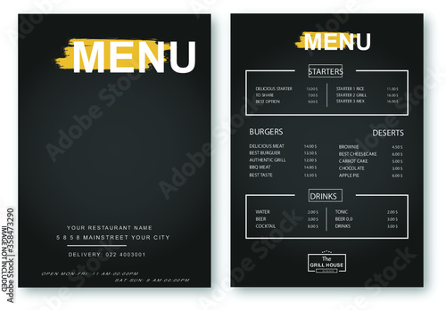 template for menu