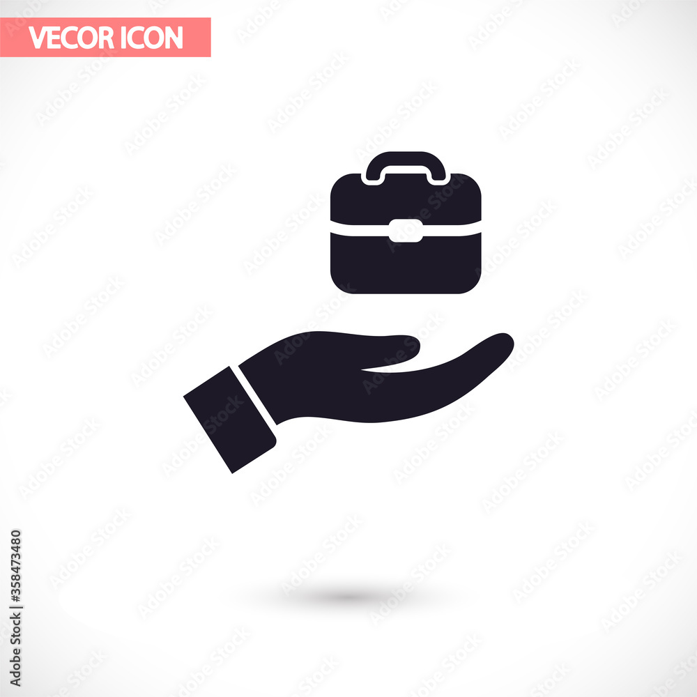 Bag in hand icon , lorem ipsum Flat design