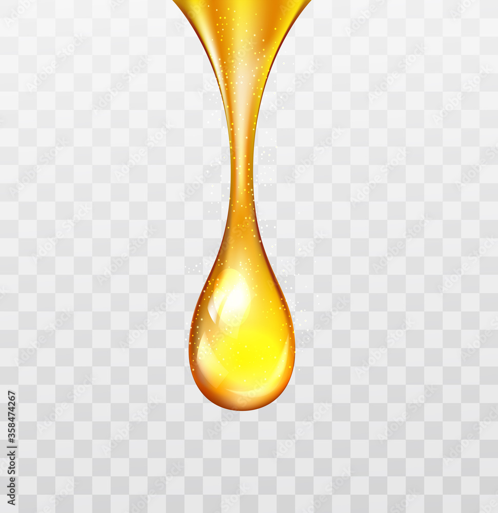 Vector stock supreme collagen gold drop of oil essence isolated on transparent light background. Luxury Premium gold shining serum droplet Vector stock supreme collagen gold drop of oil essence isolated on transparent light background. Luxury Premium gold shining serum droplet