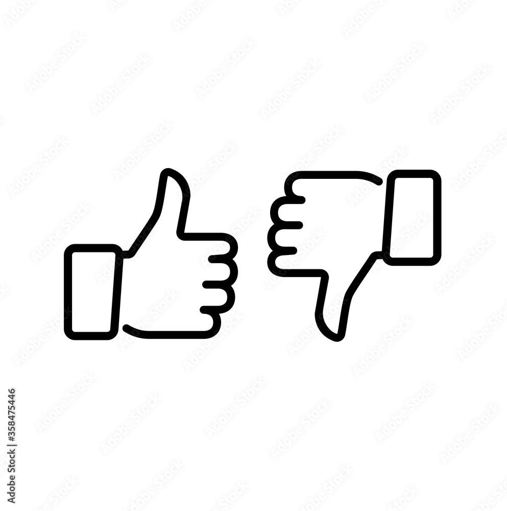 Thumps up and down, vector icon. - obrazy, fototapety, plakaty 