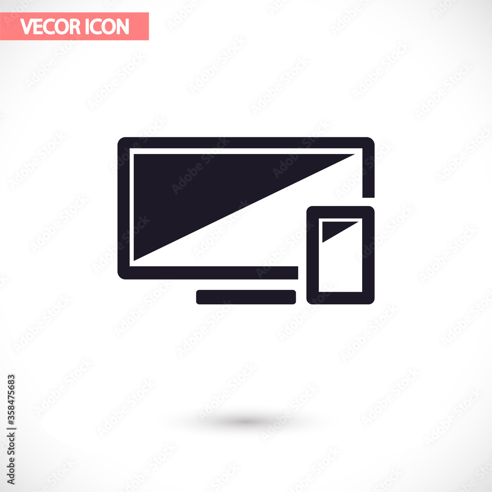 Computer and mobile phone vector icon , lorem ipsum Flat design Computer and mobile phone vector icon , lorem ipsum Flat design