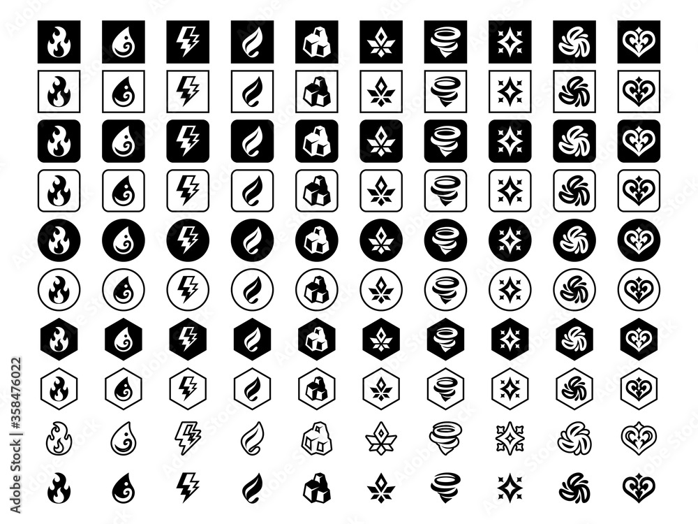 ゲーム アイコン 属性 タイプ シルエット Stock Vector Adobe Stock