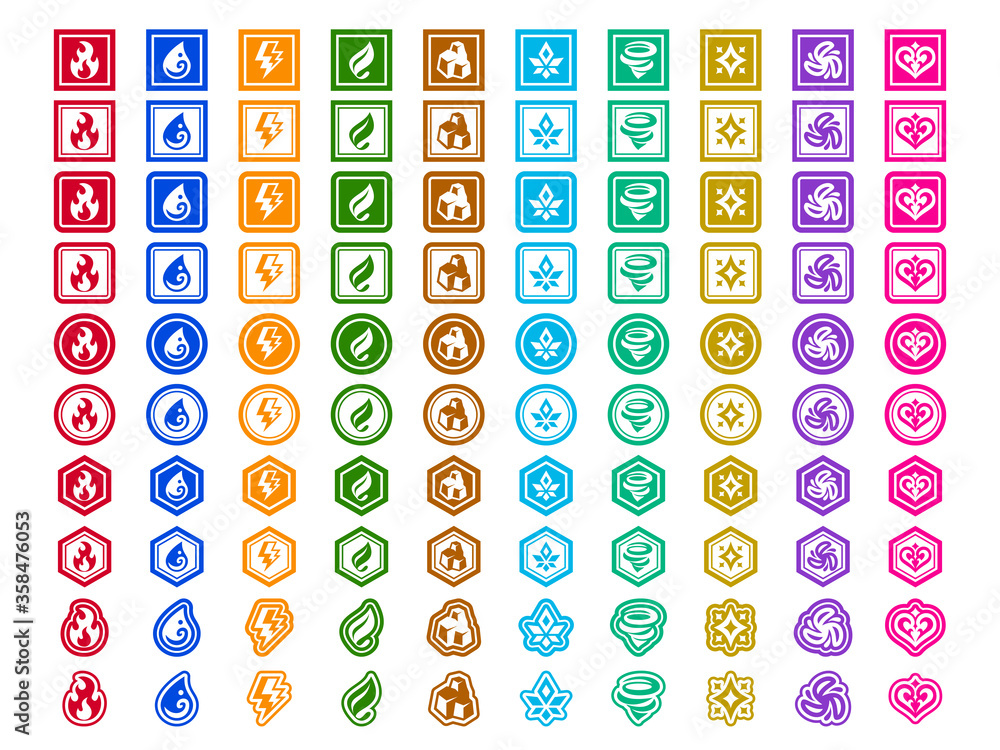 ゲーム アイコン 属性 タイプ ベタ Stock Vector Adobe Stock