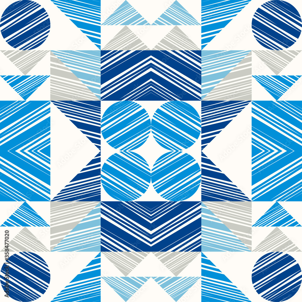 Mosaic of geometric shapes. Seamless pattern. Geometry. Design with manual hatching. Textile. Ethnic boho ornament. Vector illustration for web design or print. Mosaic of geometric shapes. Seamless pattern. Geometry. Design with manual hatching. Textile. Ethnic boho ornament. Vector illustration for web design or print.