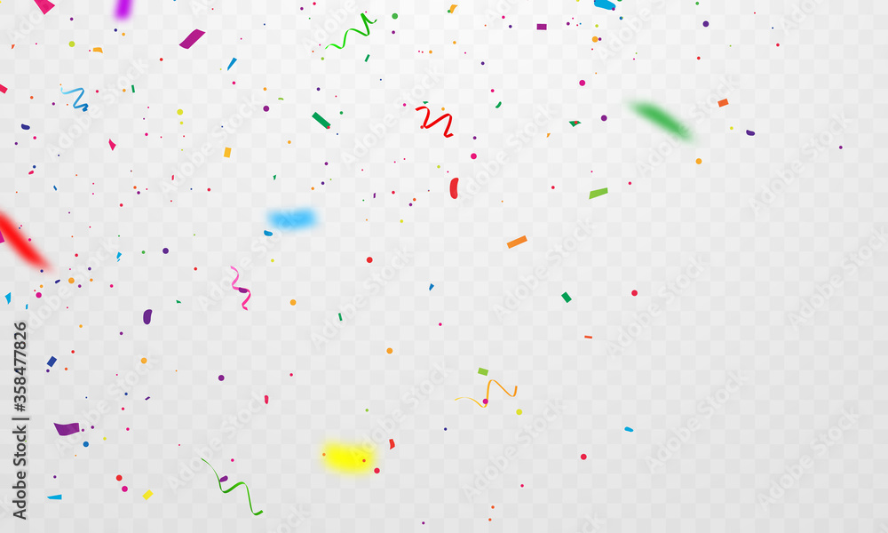 confetti and colorful ribbons. Celebration background template with confetti and colorful ribbons. Celebration background template with