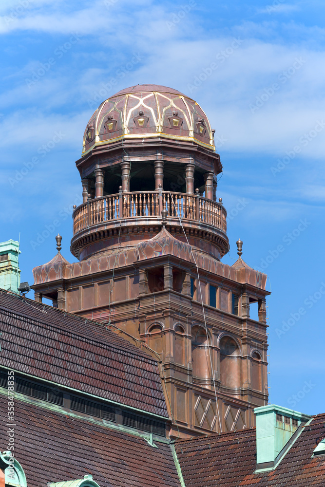 Historic red brick building of Central Post Office, Malmo, Sweden