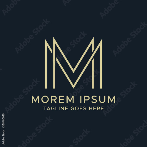 Initial M or MM letter logo design template