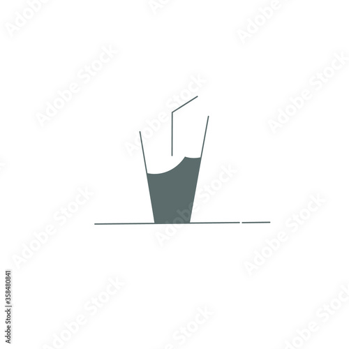 illustration of line art form water filled glass