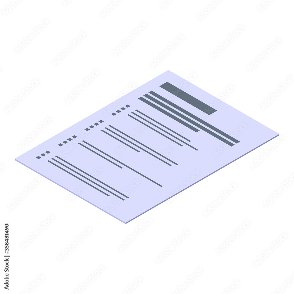 Paper exam test icon. Isometric of paper exam test vector icon for web design isolated on white background Paper exam test icon. Isometric of paper exam test vector icon for web design isolated on white background