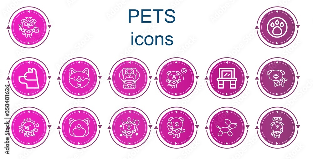 Editable 14 pets icons for web and mobile Editable 14 pets icons for web and mobile