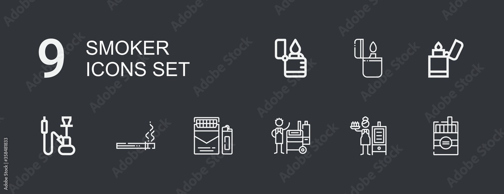 Editable 9 smoker icons for web and mobile Editable 9 smoker icons for web and mobile