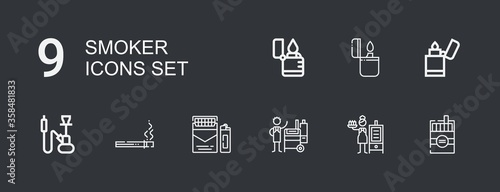 Editable 9 smoker icons for web and mobile