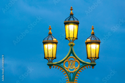 Vintage street lamp in the center of London, England, UK