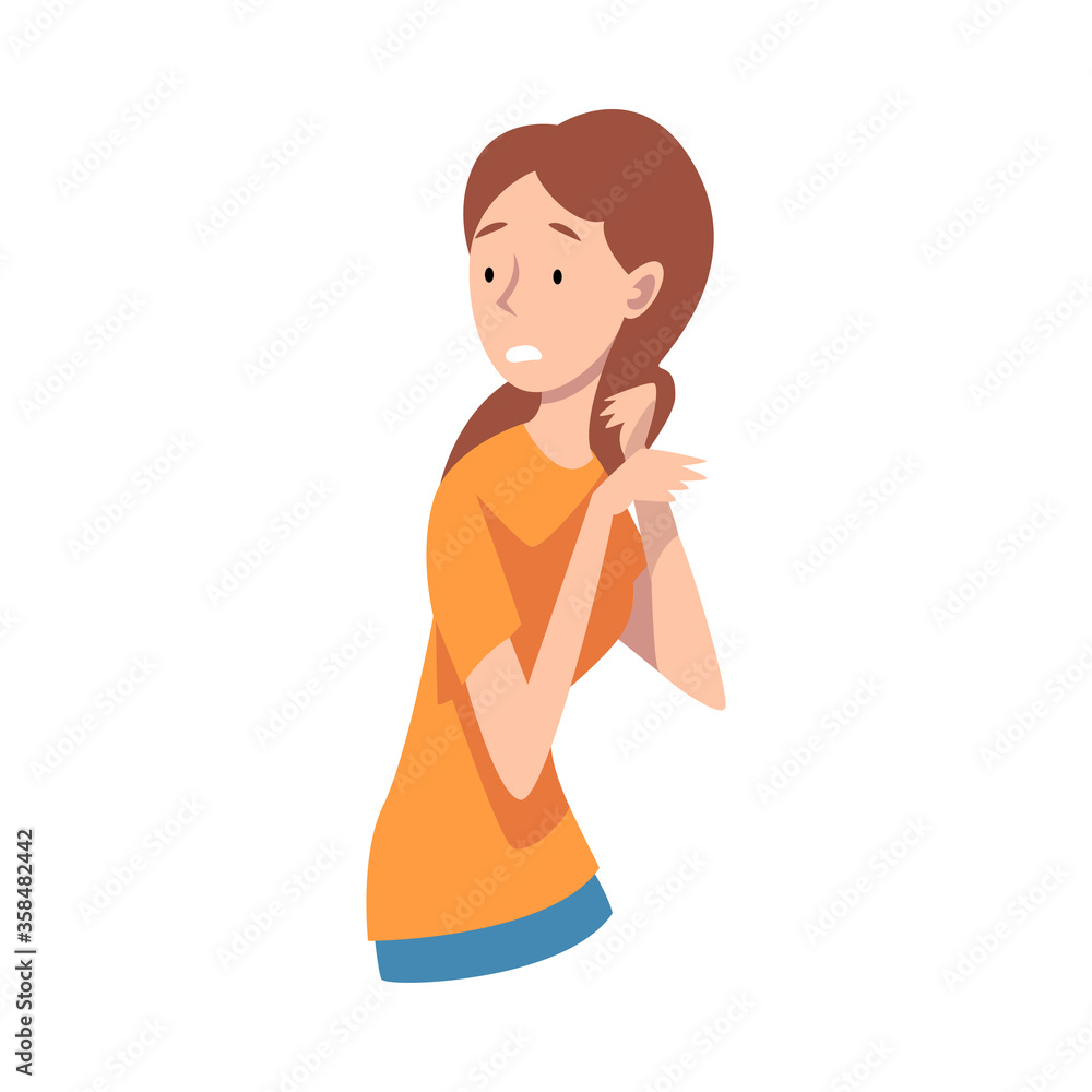 Young Woman Standing With Her Face Twisted with Loss Vector Illustration Young Woman Standing With Her Face Twisted with Loss Vector Illustration