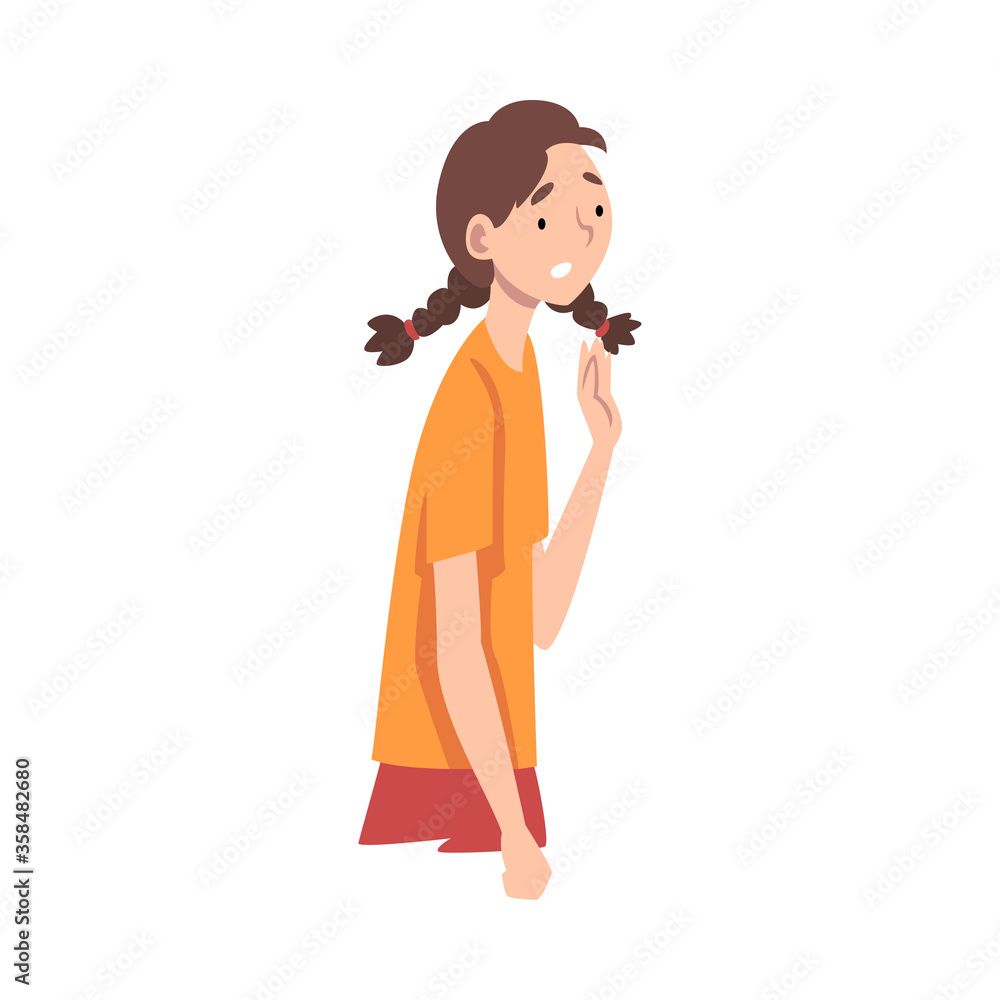 Obraz premium Young Woman Standing Not Knowing What to Do Vector Illustration