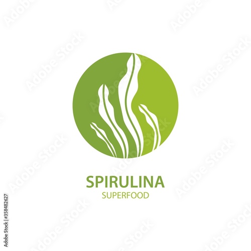 Spirulina seaweed leaf logo illustration