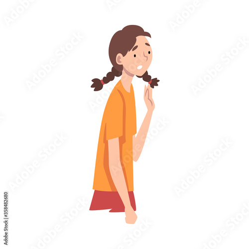 Young Woman Standing Not Knowing What to Do Vector Illustration
