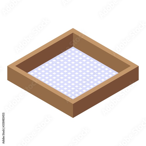 Wood frame sieve icon. Isometric of wood frame sieve vector icon for web design isolated on white background