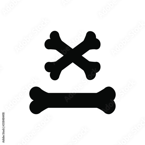 Bone icon. Crossbones pirate symbol. Flat black white sign.