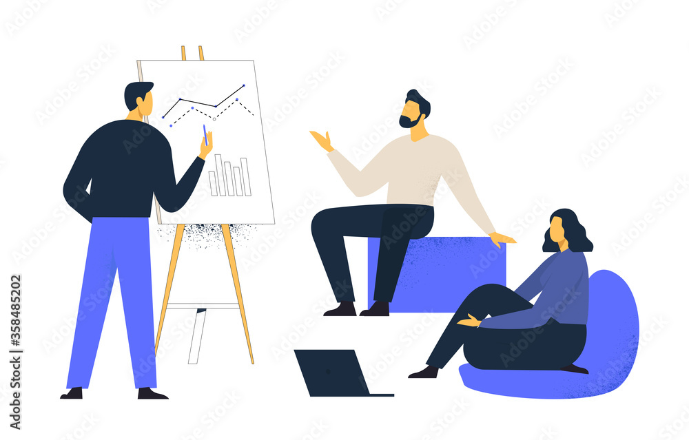 Financial administration concept. Consulting for company performance, analysis concept. Statistics and business statement. Flat isometric infographics for banner or business hero images.