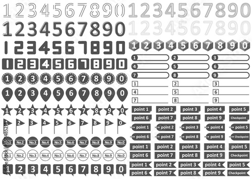 モノクロの数字アイコンセット