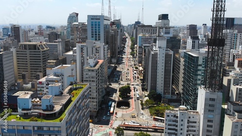 Street Paulista Avenue Buildings Skyscrapers Sao Paulo city Brazil