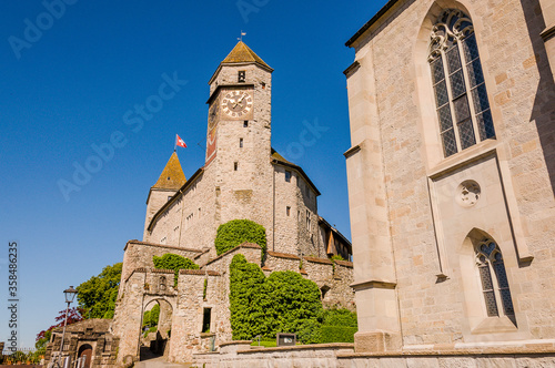 Rapperswil, Schloss, Schlossberg, Altstadt, Altstadthäuser, Lindenhof, St. Johann, Kirche, Stadt, Zürichsee, Rapperswil-Jona, Sommer, Schweiz