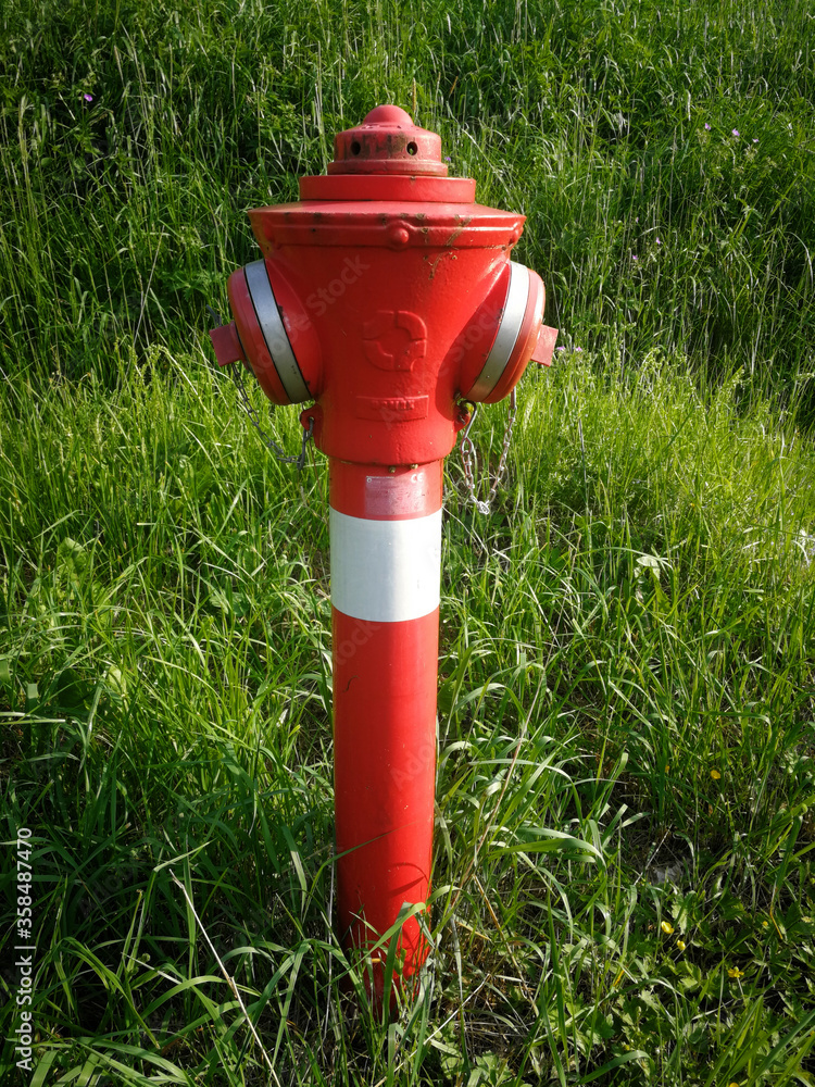Fire hydrant in a meadow in the grass Fire hydrant in a meadow in the grass
